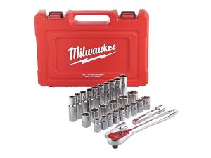 MILWAUKEE Ratschen- und Steckschlüssel 1/2" metrisch SET 28-teilig