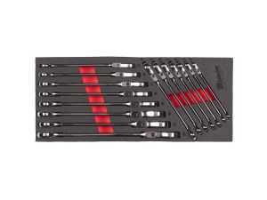 MILWAUKEE Einlage Gelenk-Ratschen-Ringmaulschlüssel SET MAX BITE für Werkstattwagen 78 cm 