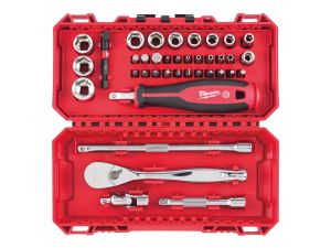 MILWAUKEE Ratschen-, Standard-Steckschlüsseleinsätze- und Handgriff 1/4" metrisch SET, 38-teilig