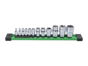 MILWAUKEE Steckschlüsseleinsatz 1/4", 3/8", 1/2" SET E-TX, 12-teilig