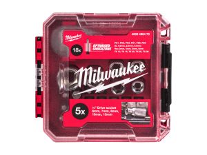 MILWAUKEE Kompakt-Ratschen-, Standard-Steckschlüsseleinsätze 1/4" und Bit SET, metrisch, 25-teilig